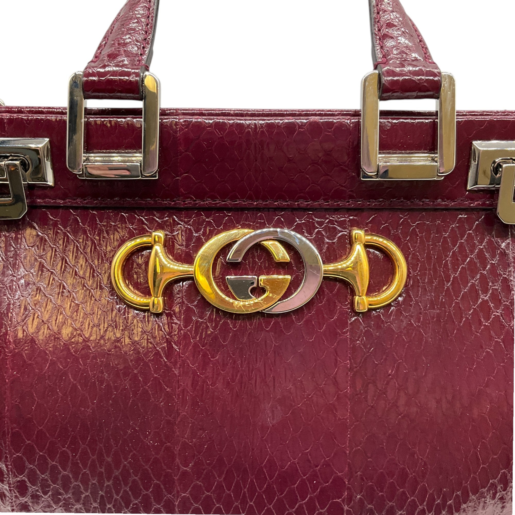 Gucci Cerise Snakeskin Zumi Satchel