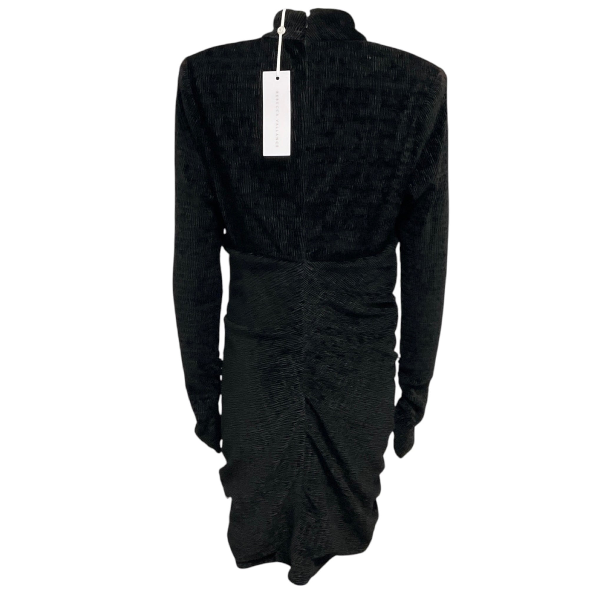 Rebecca Vallance Black Senna Ruched Ribbed Velvet Mini Dress