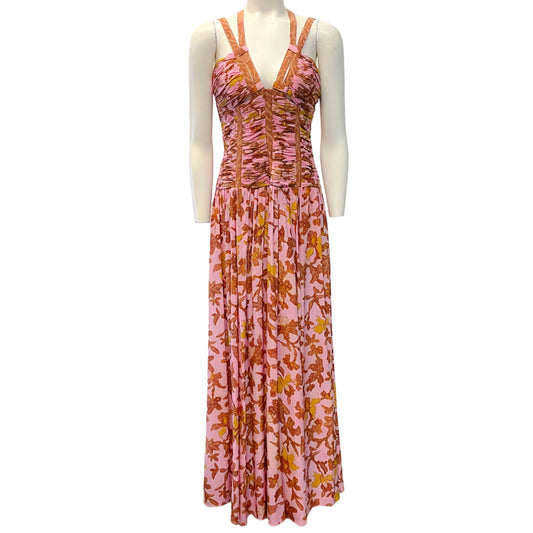 Ulla Johnson Pink Hibiscus Silk Anya Maxi Dress
