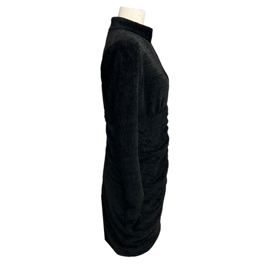 Rebecca Vallance Black Senna Ruched Ribbed Velvet Mini Dress