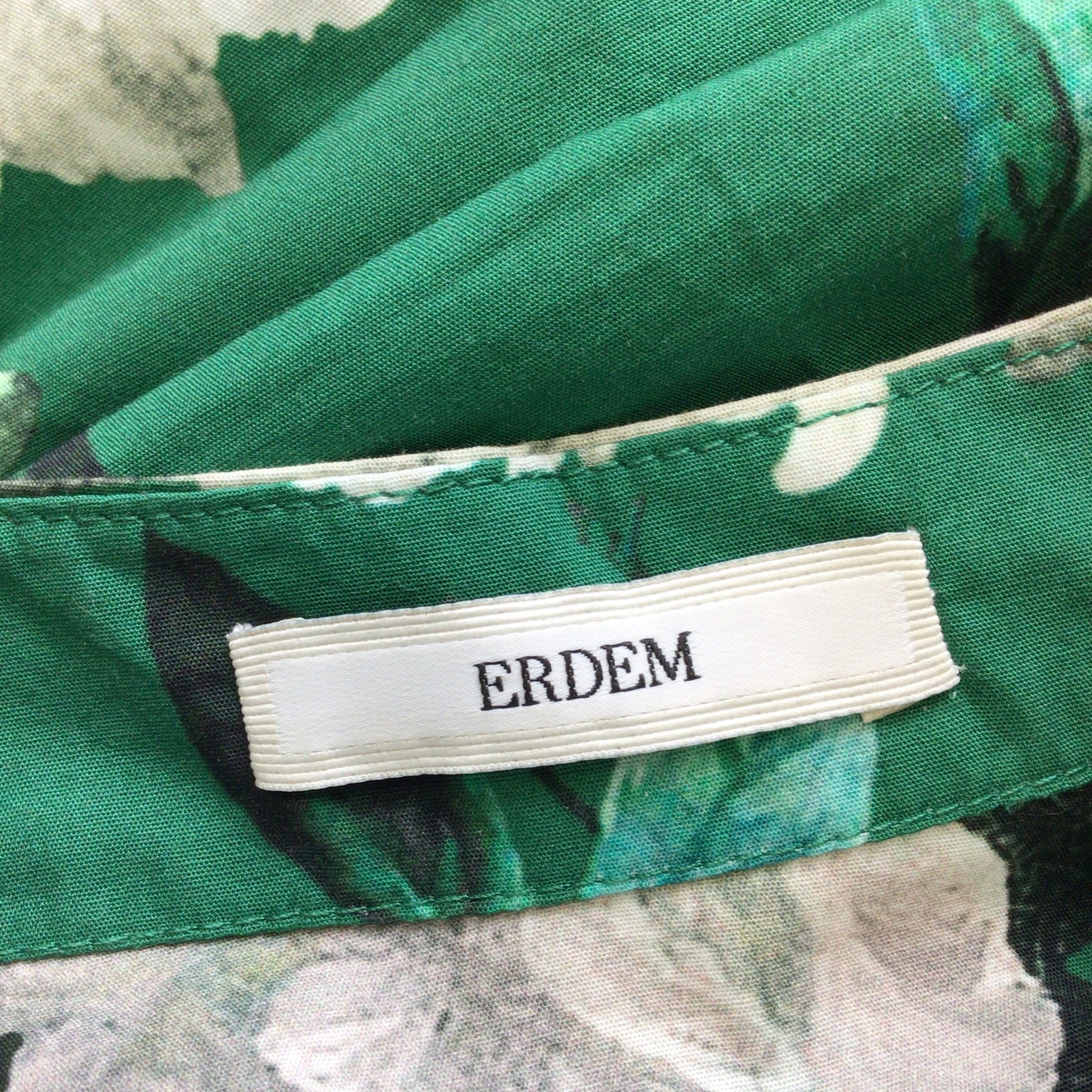 ERDEM Green Multi Floral Printed Winford Dress