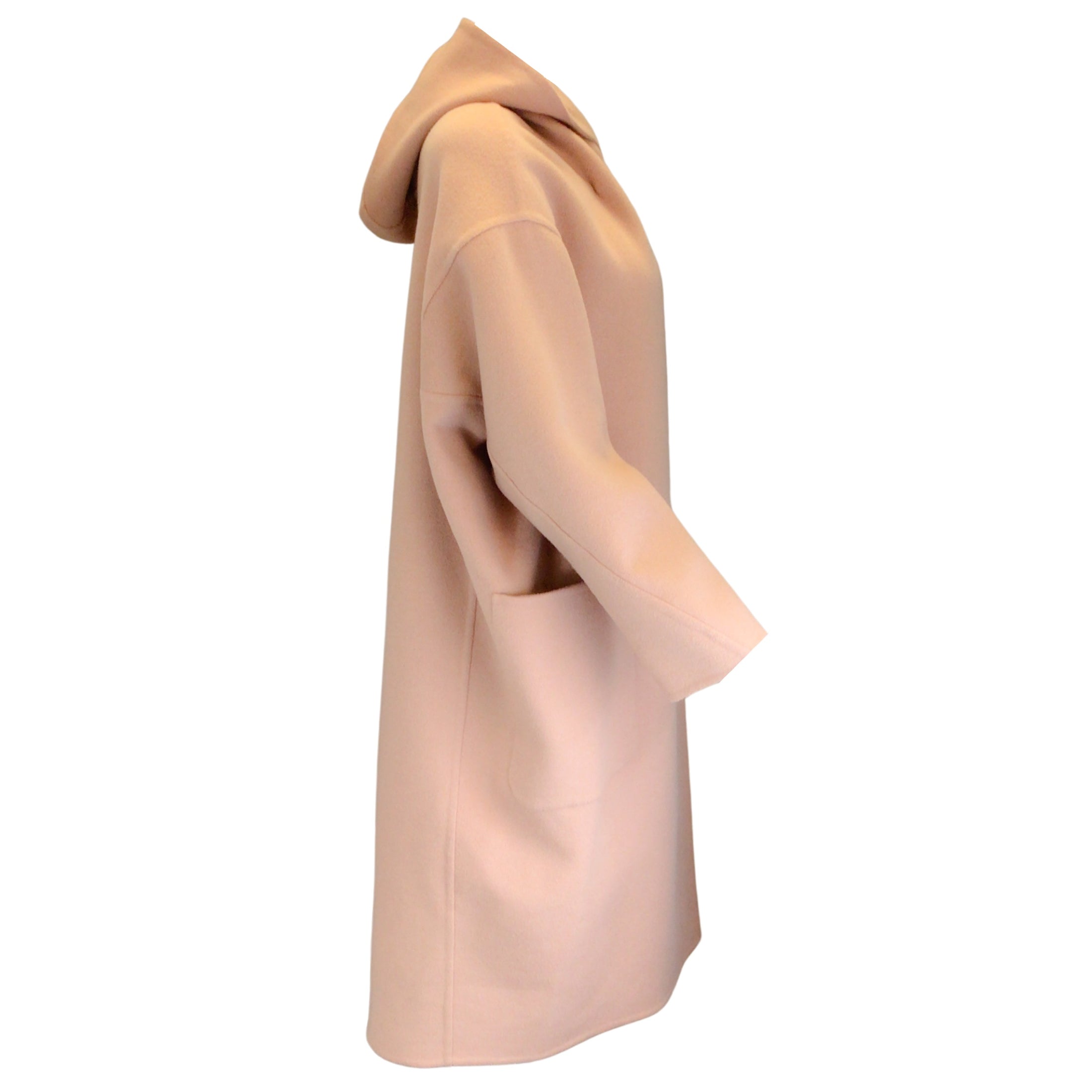 Max Mara Blush Pink Hooded Camel Hair Coat