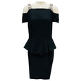 Load image into Gallery viewer, Raoul Black Crystal Embellished Cold Shoulder Crepe Peplum Cocktail Dress

