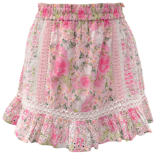 Love Shack Fancy Magenta Flower Fields Baydar Skirt