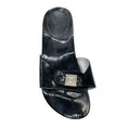 Load image into Gallery viewer, Chanel Black Patent Leather Sandals with Wood Sole and CC Logo Buckle
