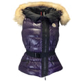 Load image into Gallery viewer, Moncler Purple Rue Raccoon Fur Trimmed Quilted Down Puffer Nylon Vest
