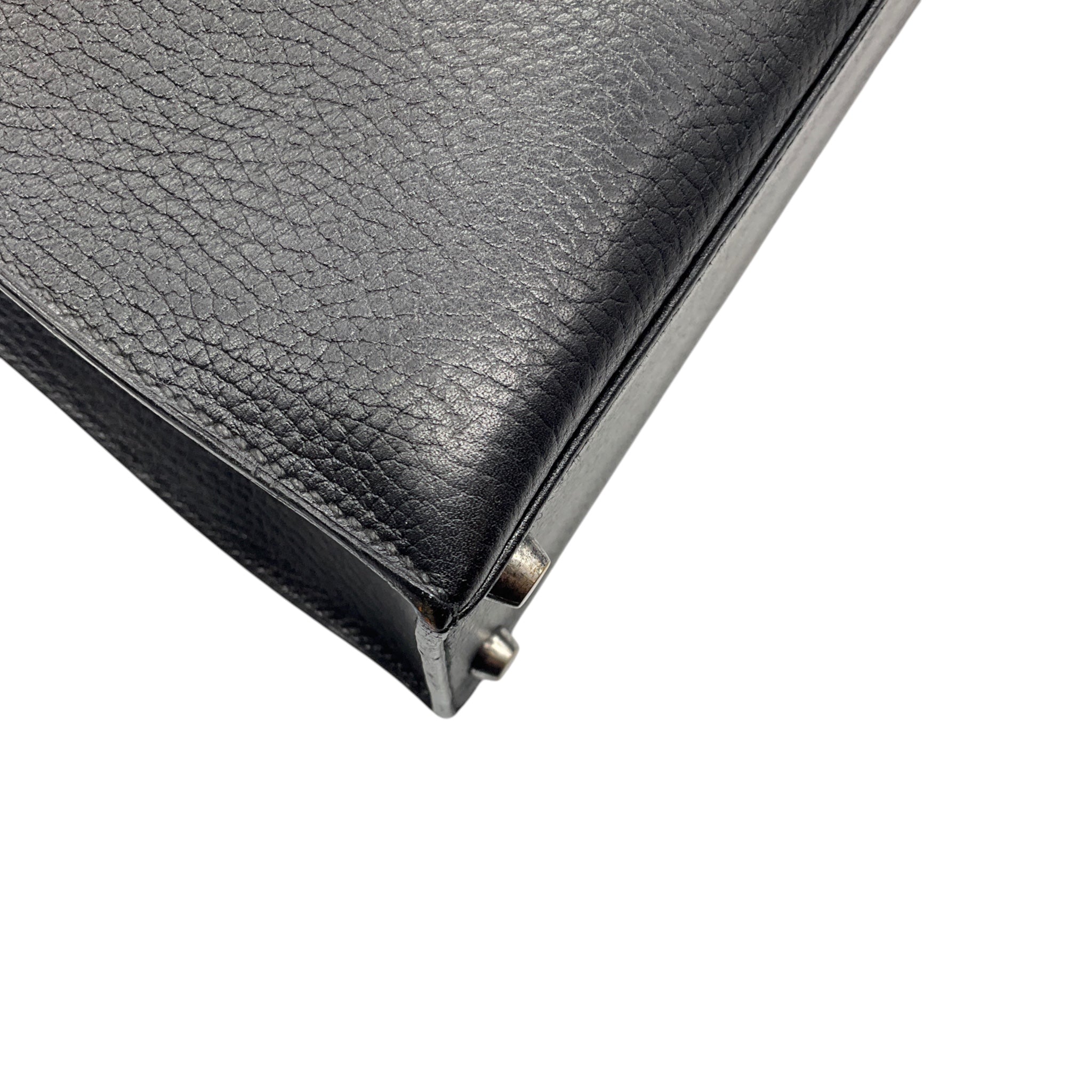 Hermes Rare Vintage 1963 Black / Green / Yellow Grained Leather Shoulder Bag