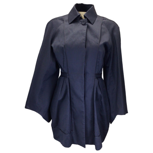 Stella McCartney Navy Blue Cotton and Silk Trench Coat