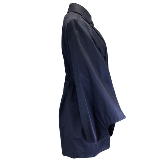 Stella McCartney Navy Blue Cotton and Silk Trench Coat