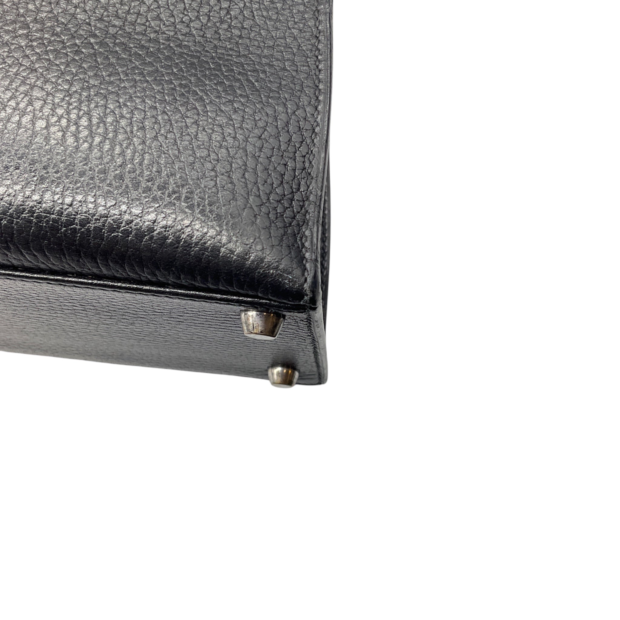 Hermes Rare Vintage 1963 Black / Green / Yellow Grained Leather Shoulder Bag