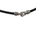 Load image into Gallery viewer, David Yurman Black Leather Diamond Studded Sterling Silver Wrap Bracelet
