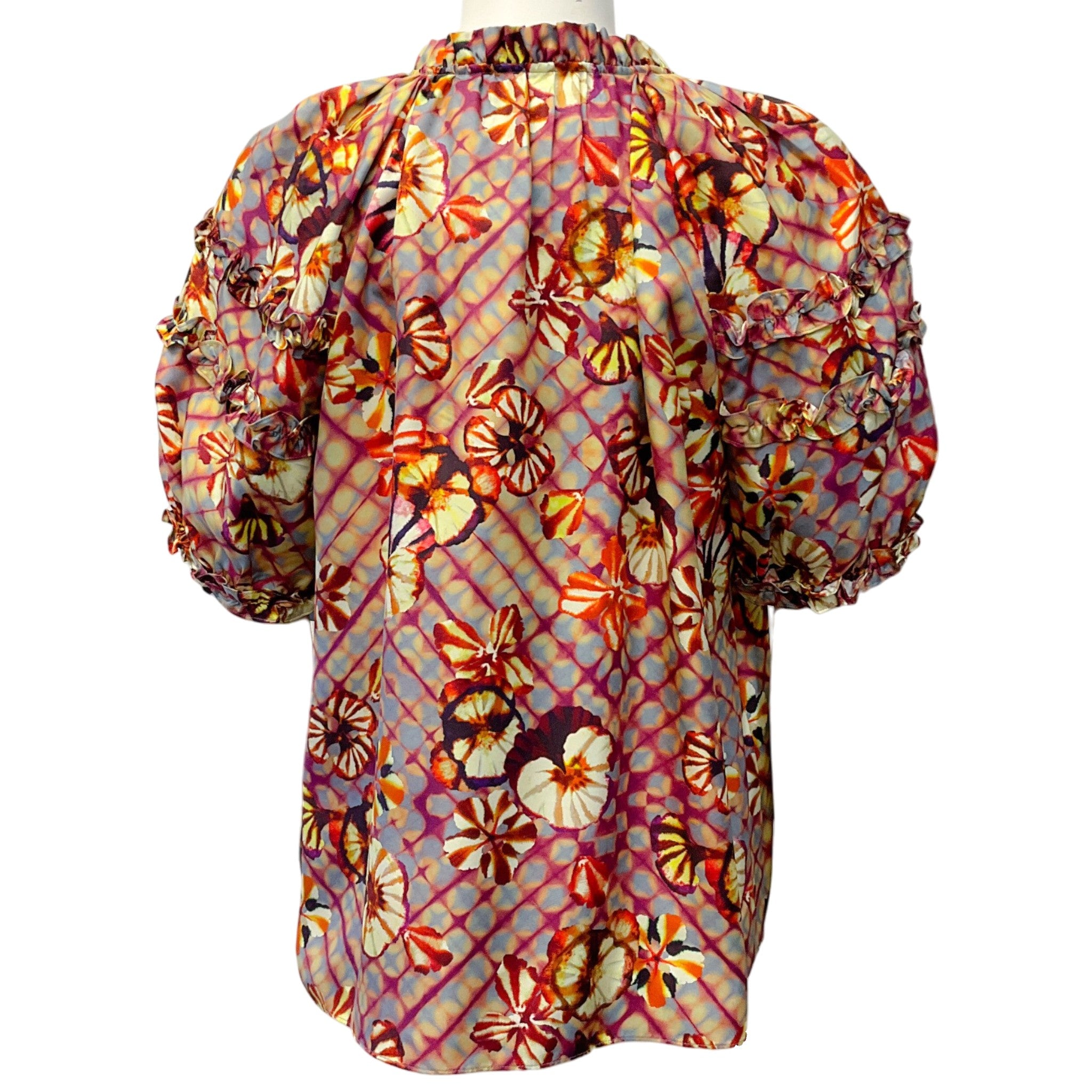 Ulla Johnson Multi Floral Print Silk Pansy Annabella Blouse