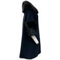 Load image into Gallery viewer, Fleurette Dark Navy Blue Toscana Wool Coat with Lamb Shearling Collar
