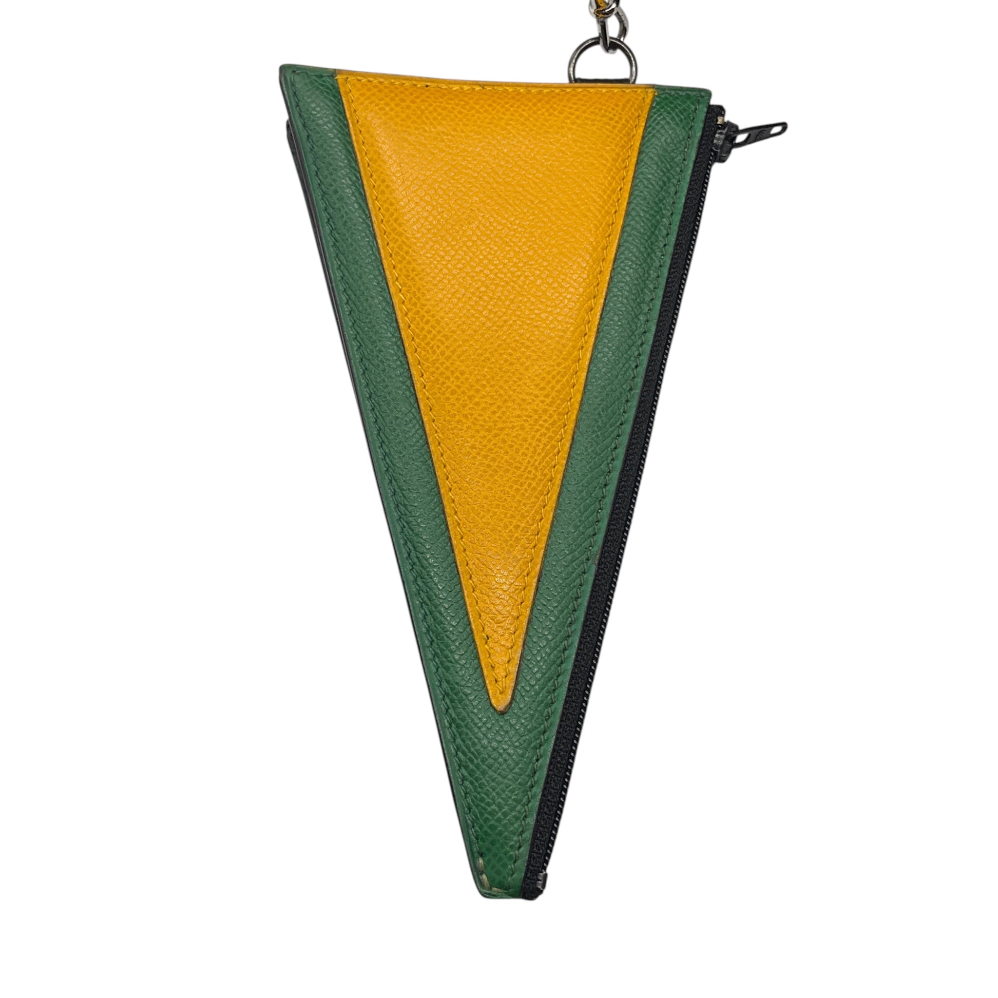 Hermes Rare Vintage 1963 Black / Green / Yellow Grained Leather Shoulder Bag