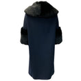 Load image into Gallery viewer, Fleurette Dark Navy Blue Toscana Wool Coat with Lamb Shearling Collar
