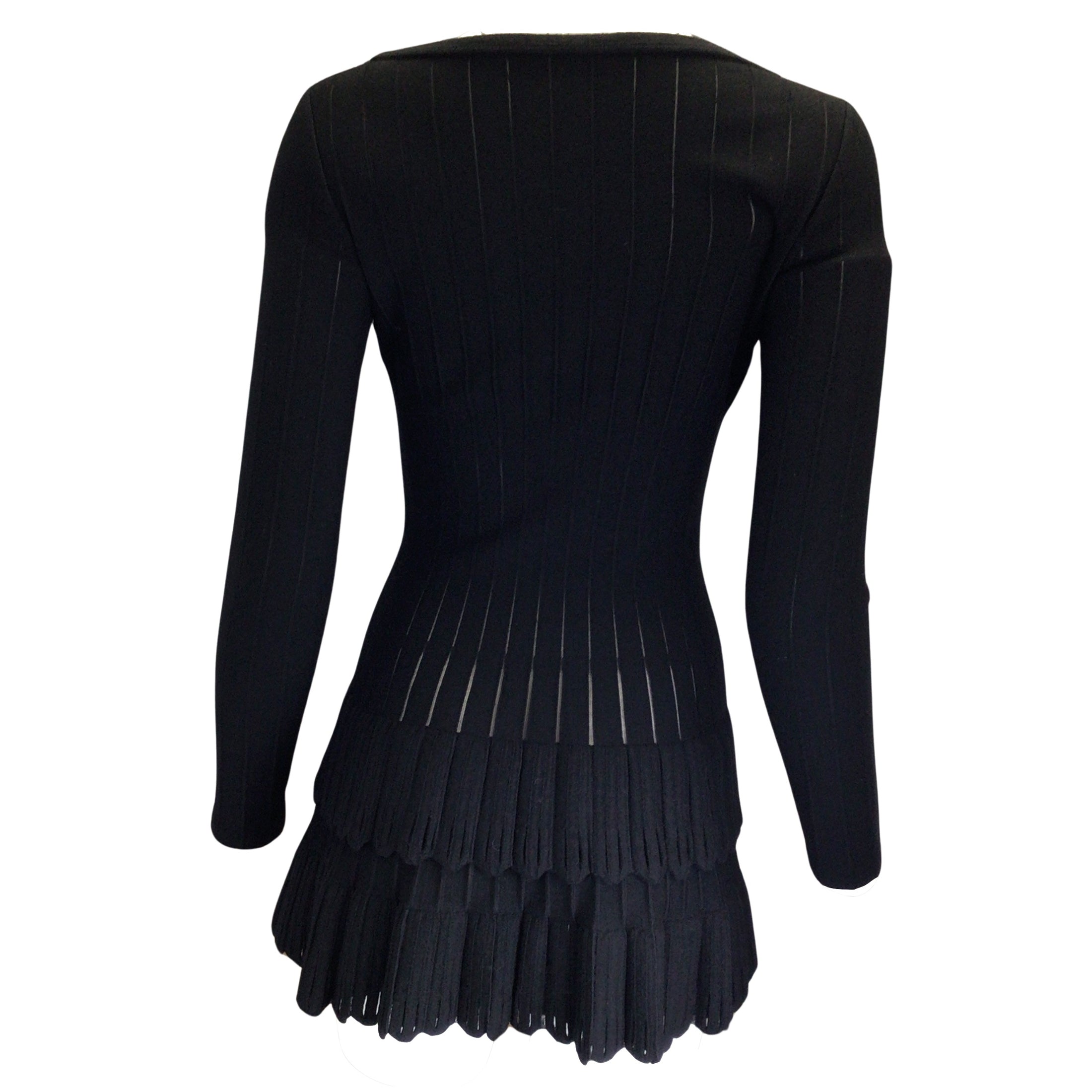 Alaia Black Long Sleeved Bateau Neck Wool Knit Sweater