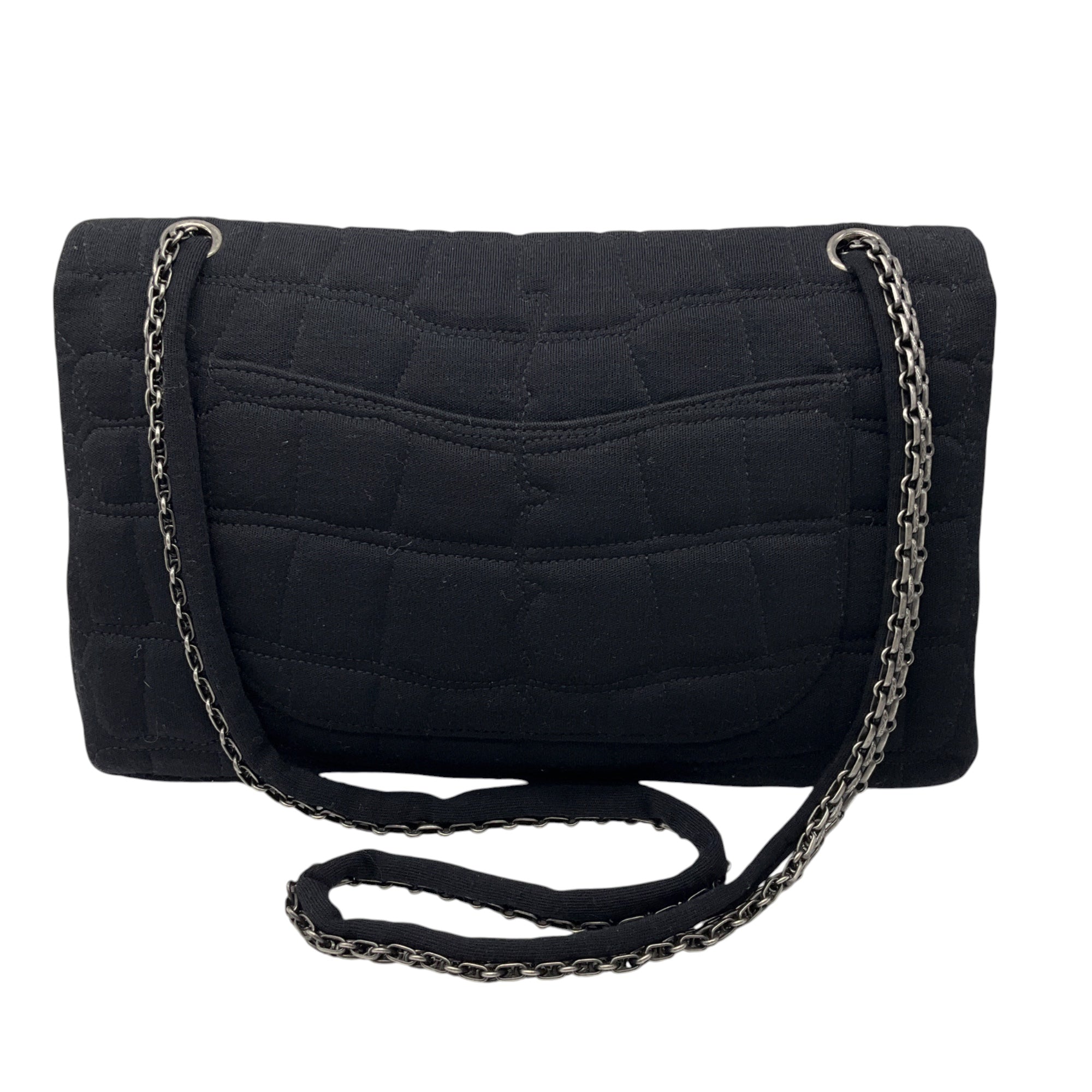 Chanel Black Quilted Jersey 2.55 Flap Handbag