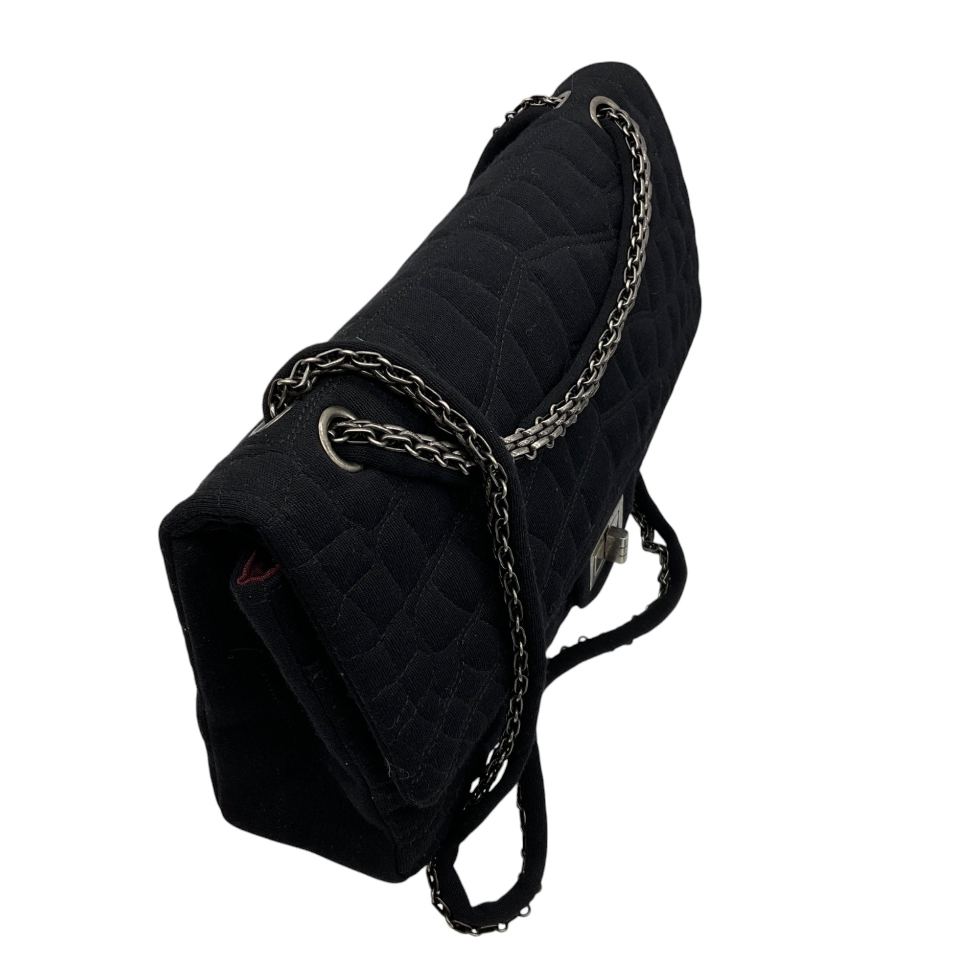 Chanel Black Quilted Jersey 2.55 Flap Handbag