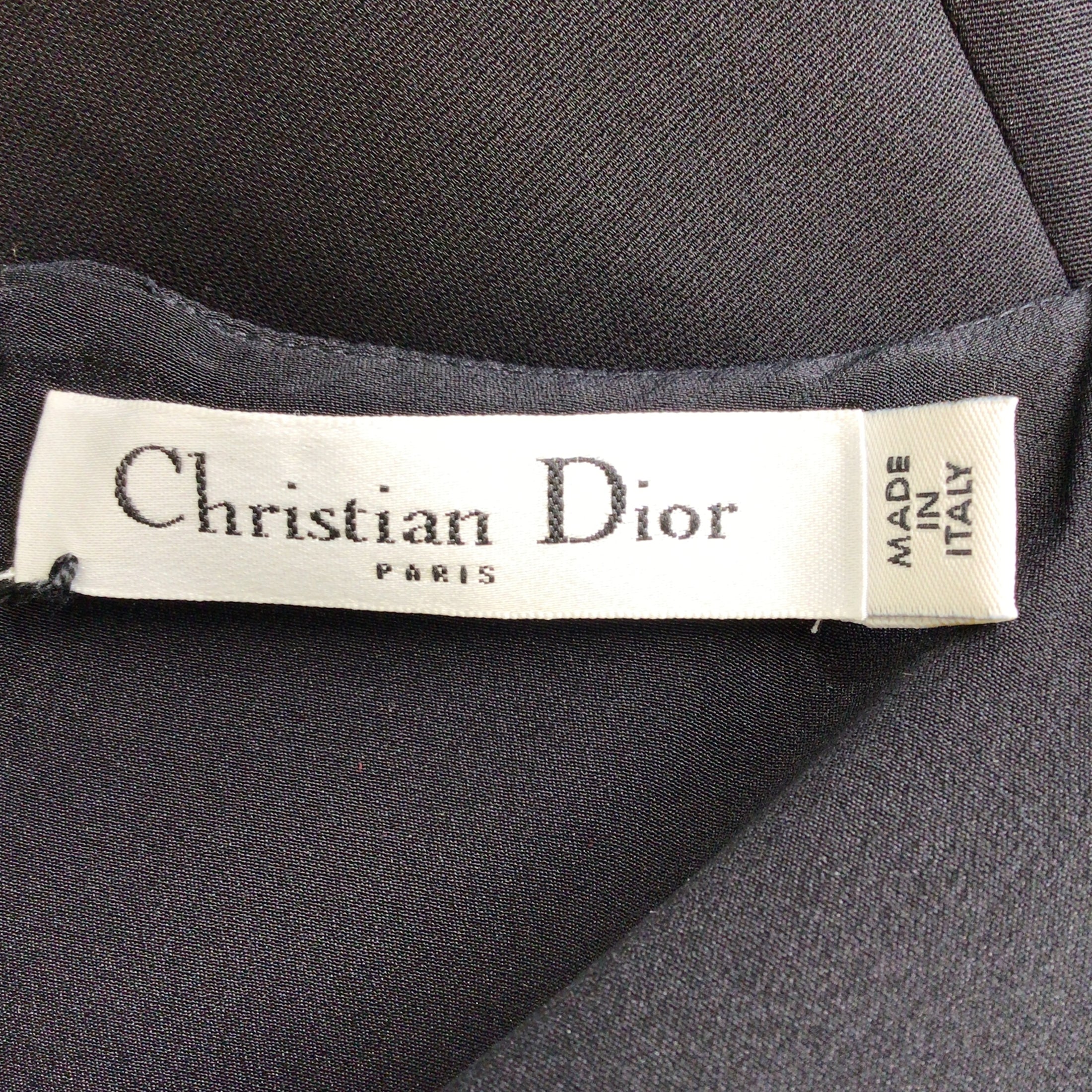 Christian Dior Black Peplum Hem Silk Crepe Pencil Dress