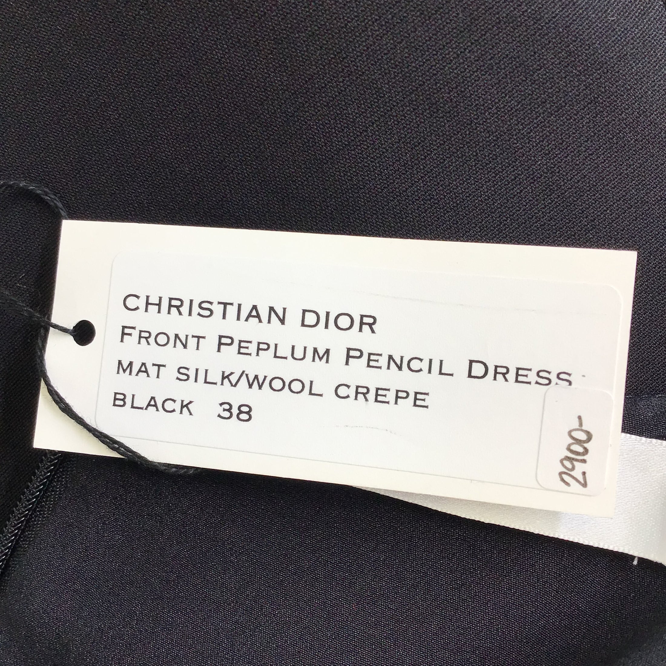 Christian Dior Black Peplum Hem Silk Crepe Pencil Dress