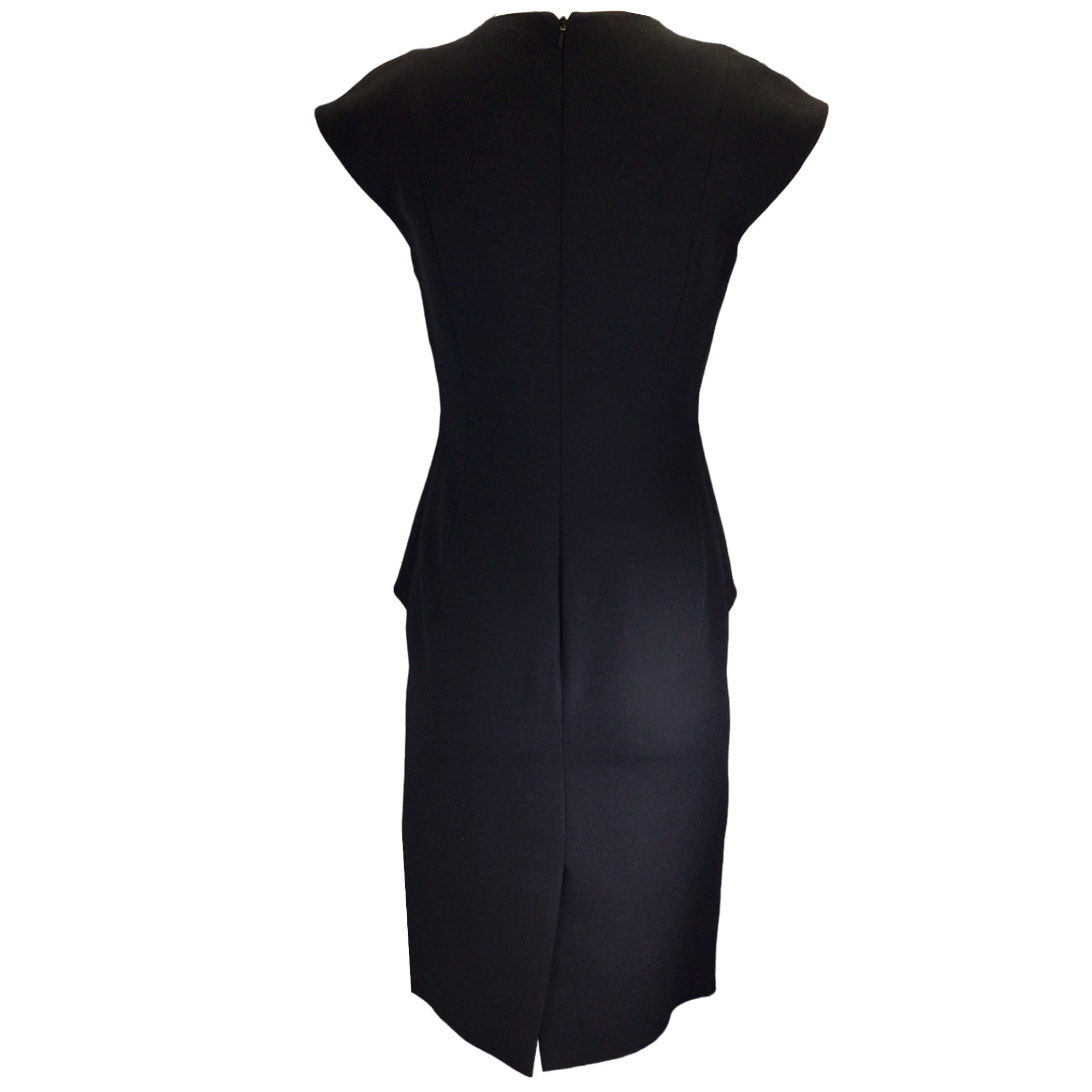 Christian Dior Black Peplum Hem Silk Crepe Pencil Dress