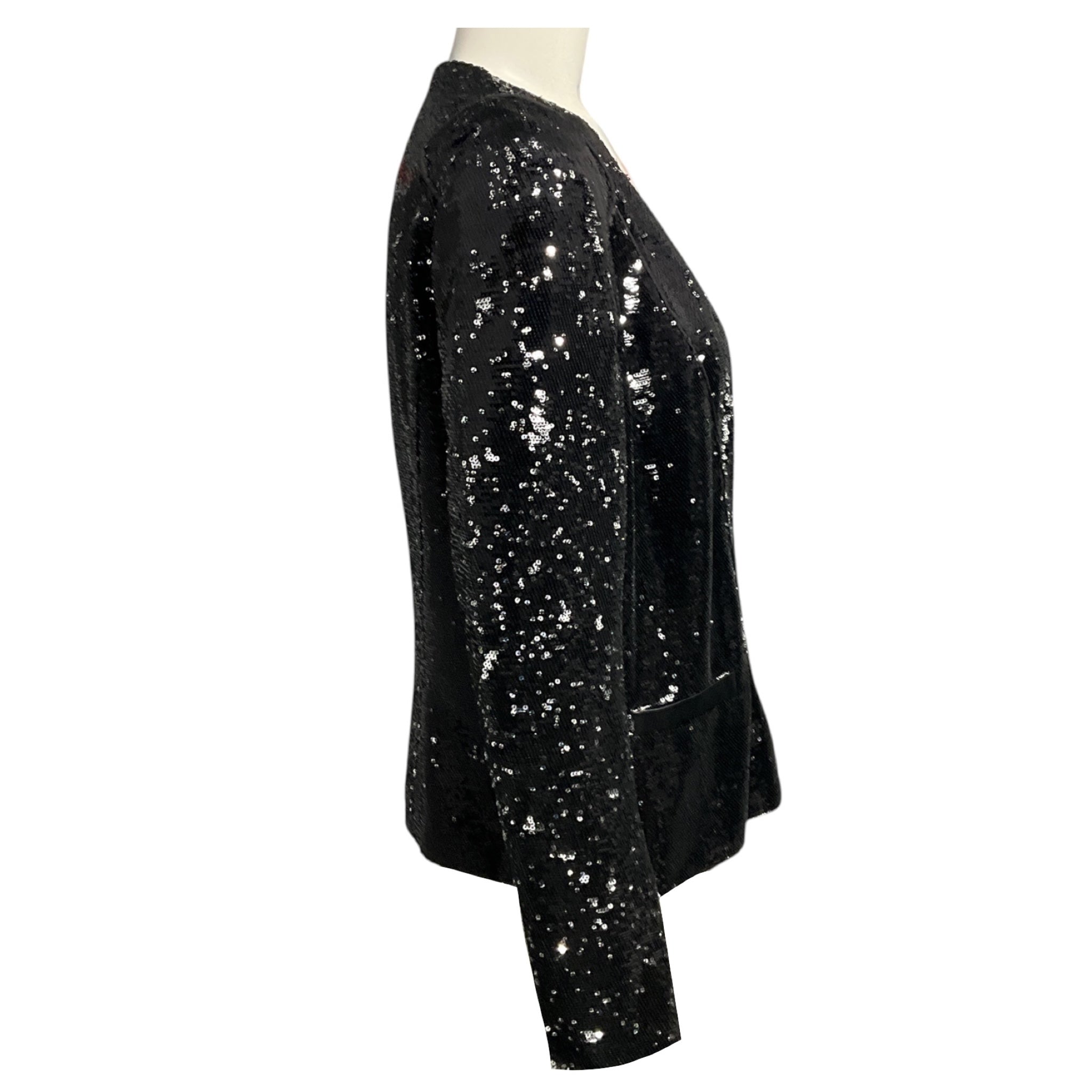 Maje Black / Silver Sequined Doucette Blazer Jacket