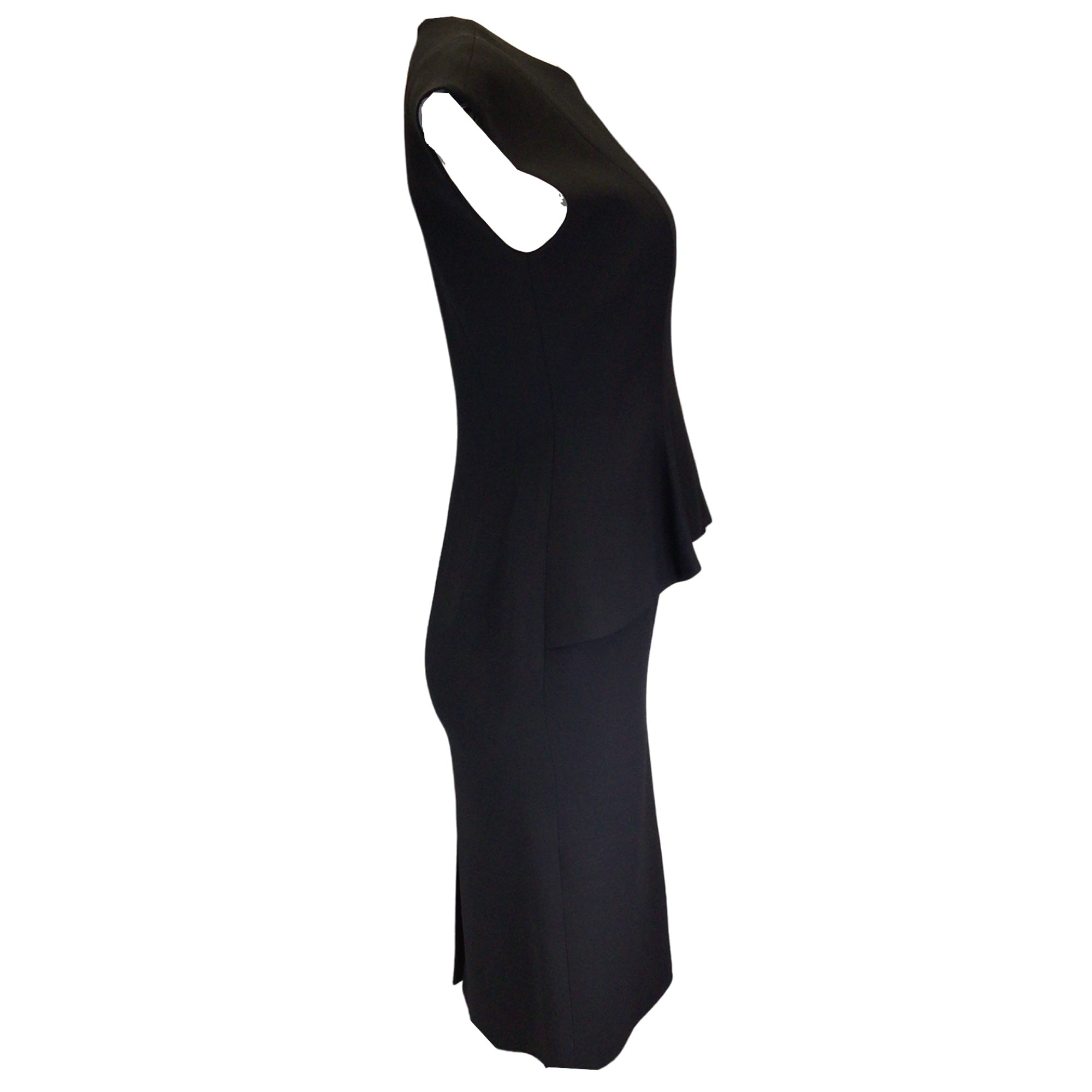 Christian Dior Black Peplum Hem Silk Crepe Pencil Dress