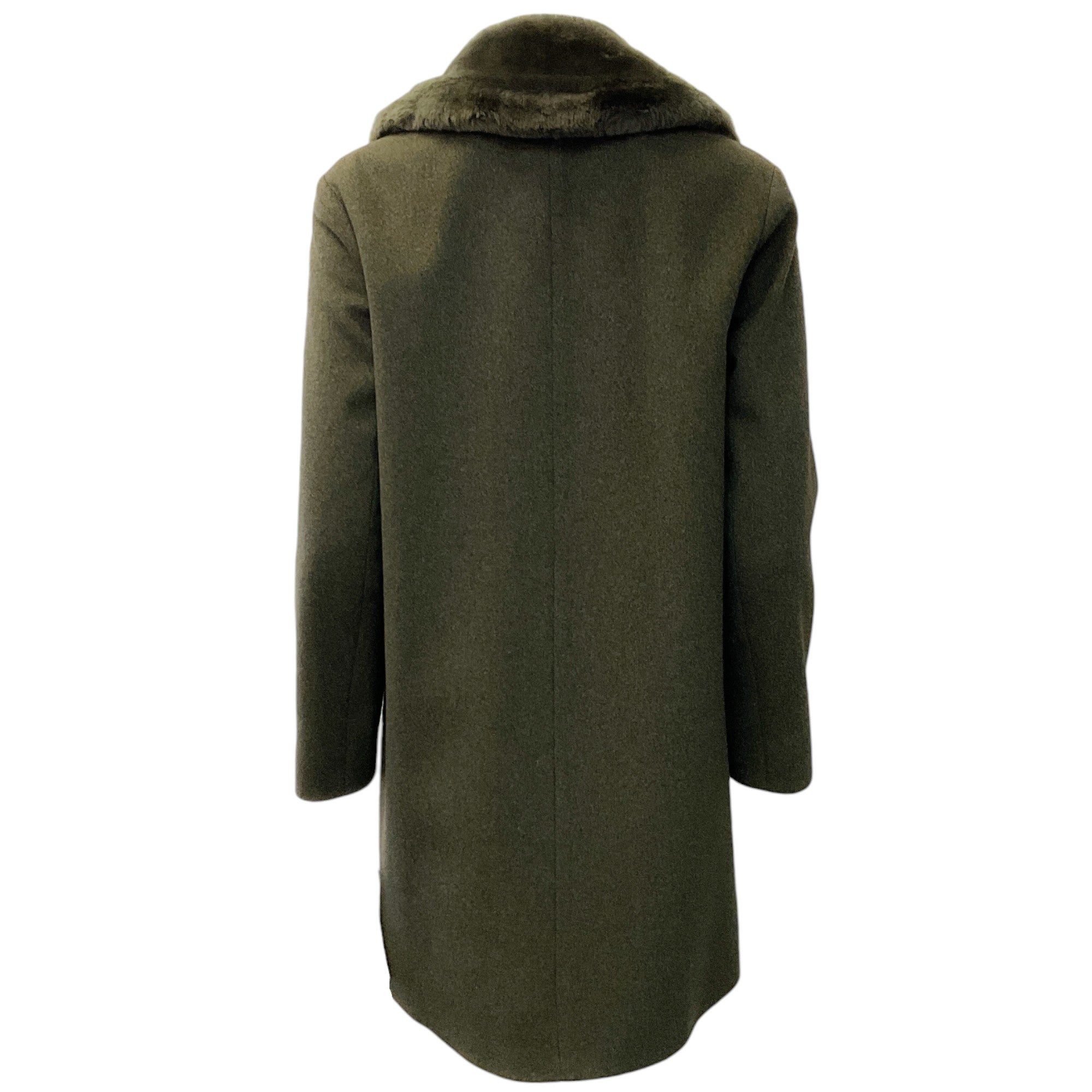 Fleurette Army Green Wool Coat With Shearling Collar