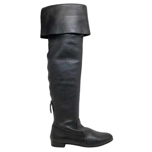 Alaia Black Leather Over the Knee Boots