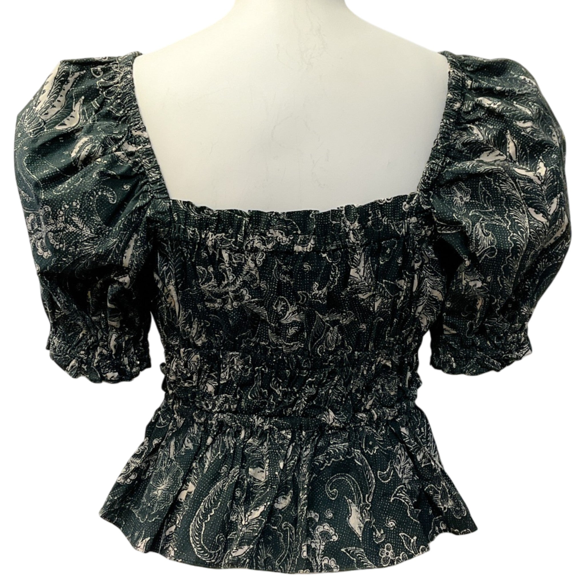 Ulla Johnson Black / Ecru Blackbird Evita Puff Sleeve Top