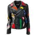 Load image into Gallery viewer, Alice + Olivia x Tom Wasselmann Black Leather Natural Beauty Moto Jacket

