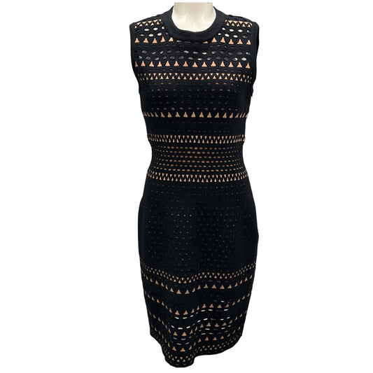 Alaia Black / Nude Sleeveless Knit Cocktail Dress