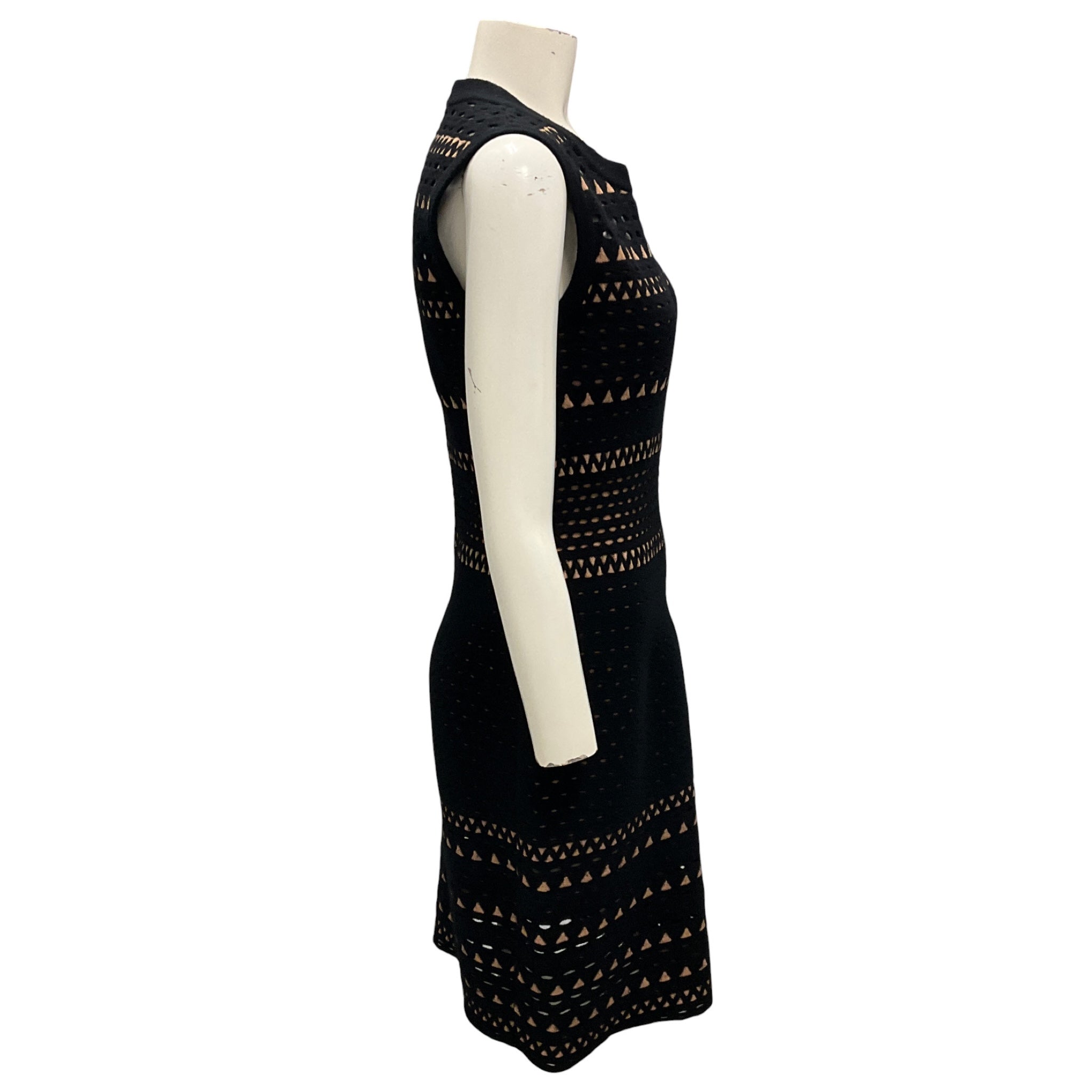 Alaia Black / Nude Sleeveless Knit Cocktail Dress