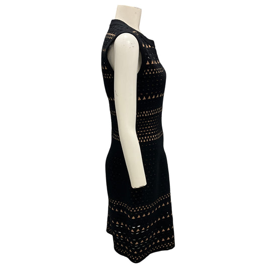 Alaia Black / Nude Sleeveless Knit Cocktail Dress