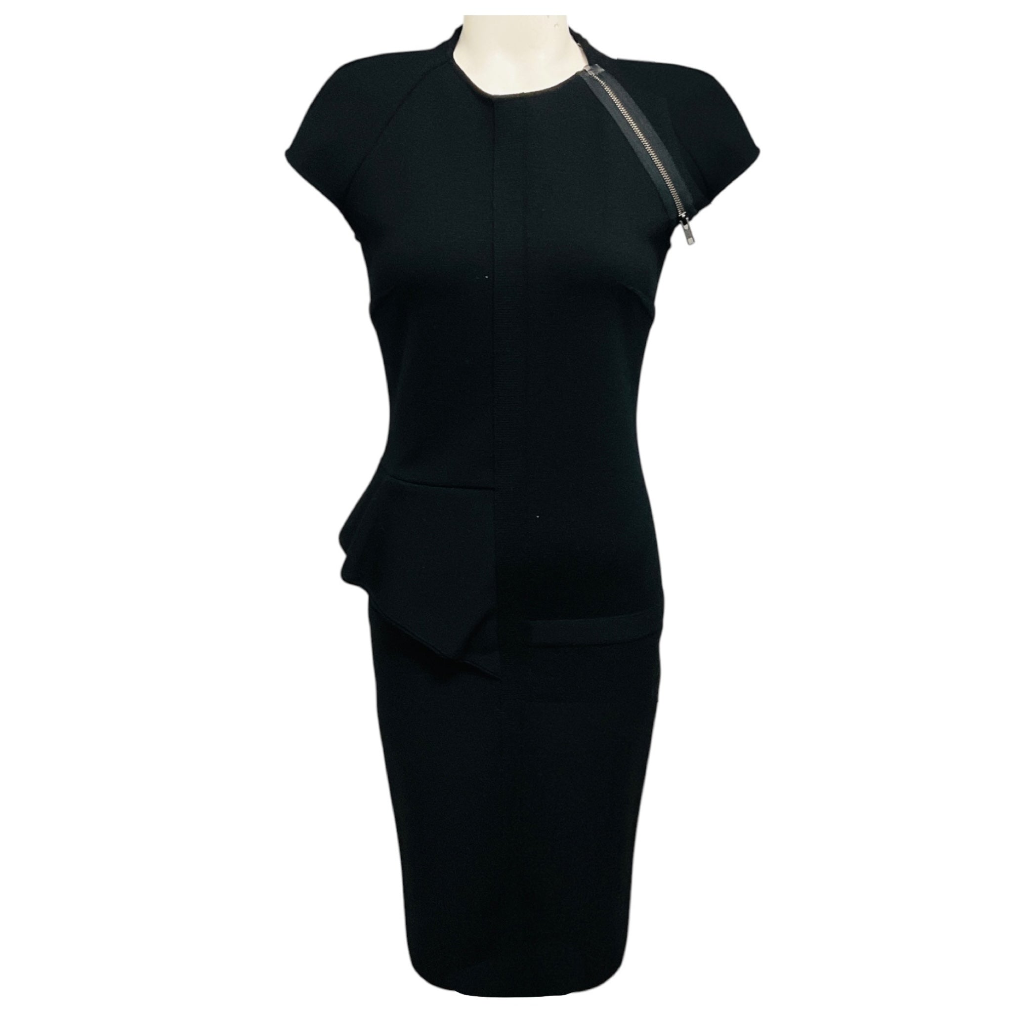 Givenchy Black Zipper Detail Stretch Knit Fitted Bodycon Dress