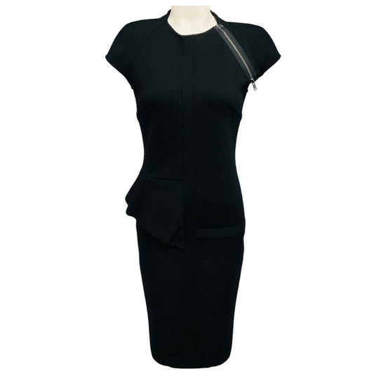Givenchy Black Zipper Detail Stretch Knit Fitted Bodycon Dress