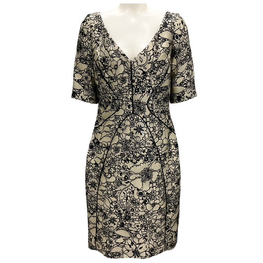 Lela Rose Gold / Black Jacquard Cocktail Dress