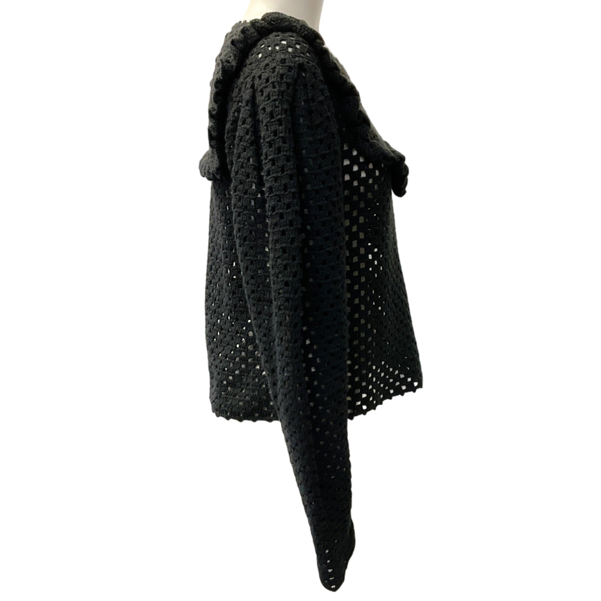 Ulla Johnson Black Crochet Hand Knit Alda Sweater
