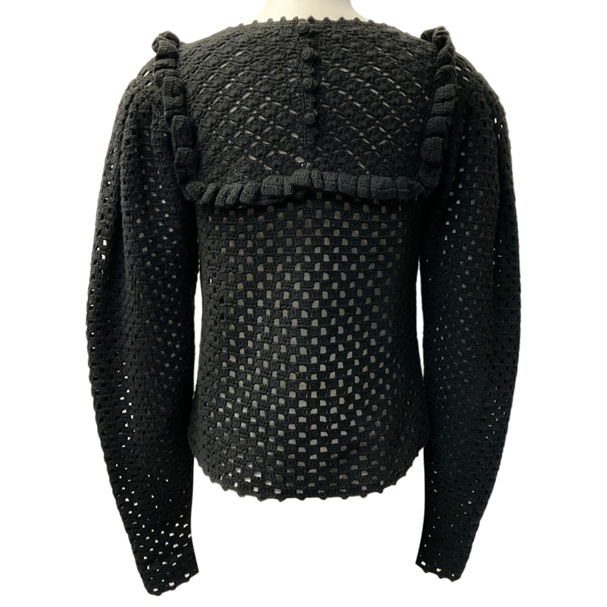 Ulla Johnson Black Crochet Hand Knit Alda Sweater