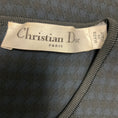 Load image into Gallery viewer, Christian Dior Navy Blue / Black Houndstooth Patterned Stretch Knit Fit and Flare Cocktail Dress with CD Bee Embroidery
