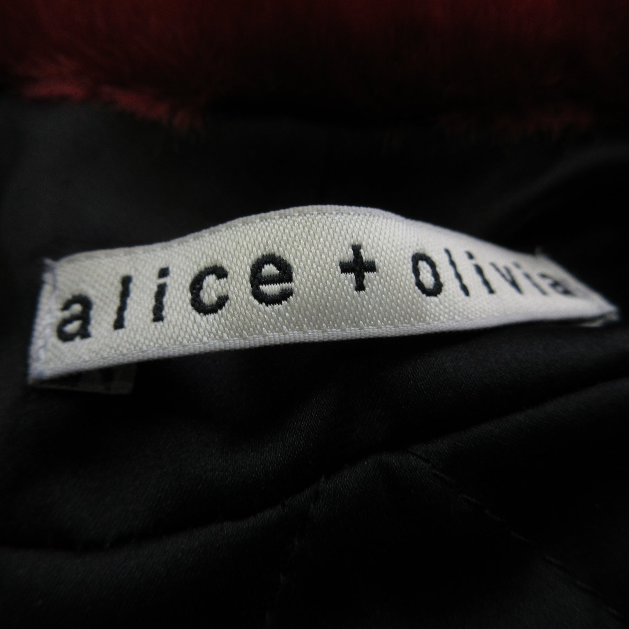 Alice + Olivia Red / White / Black Olivia Faux Fur Coat