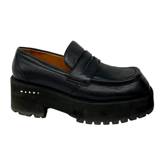 Marni Black Chunky Leather Platform Loafers