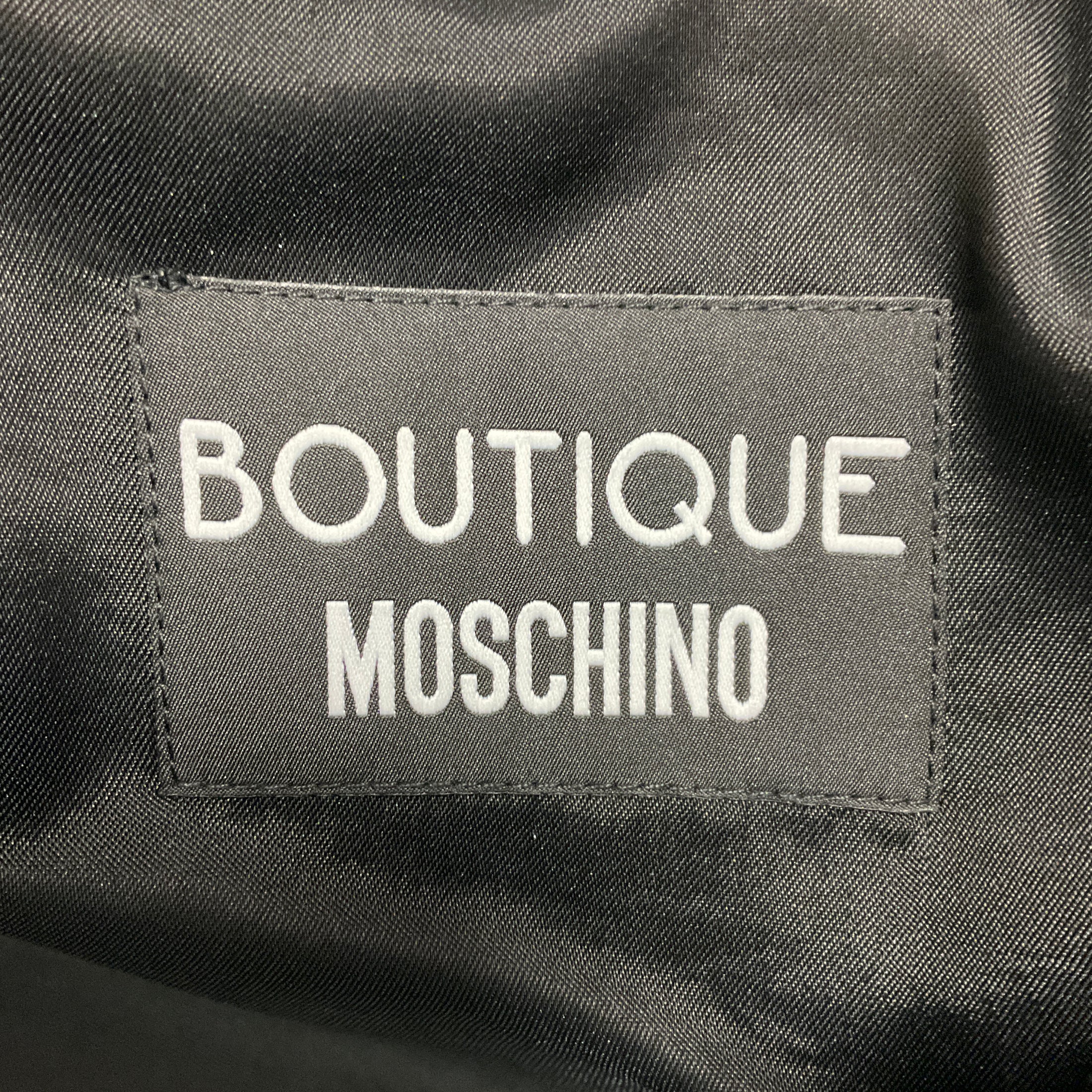 Boutique Moschino Silver Metallic / Black Elastic Band Trim Glitter Lurex Sheath Midi Dress