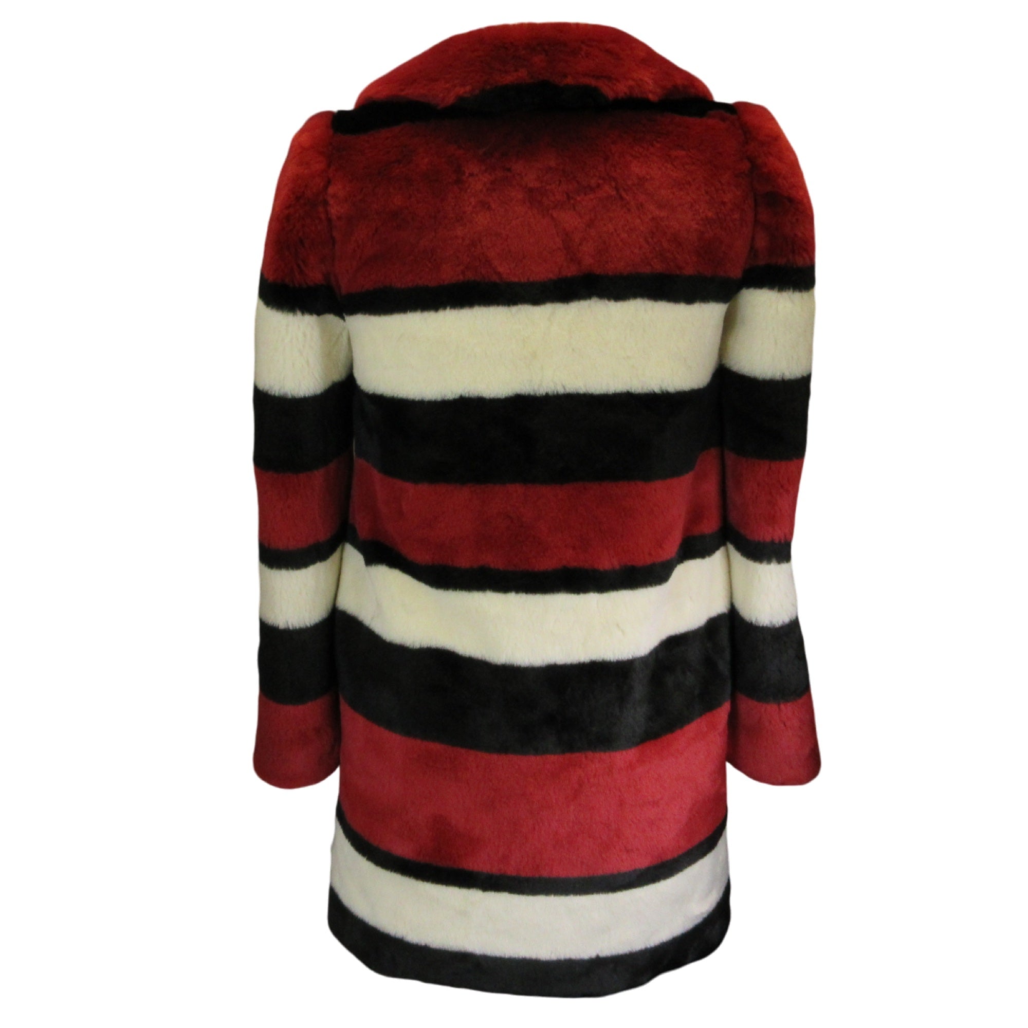 Alice + Olivia Red / White / Black Olivia Faux Fur Coat