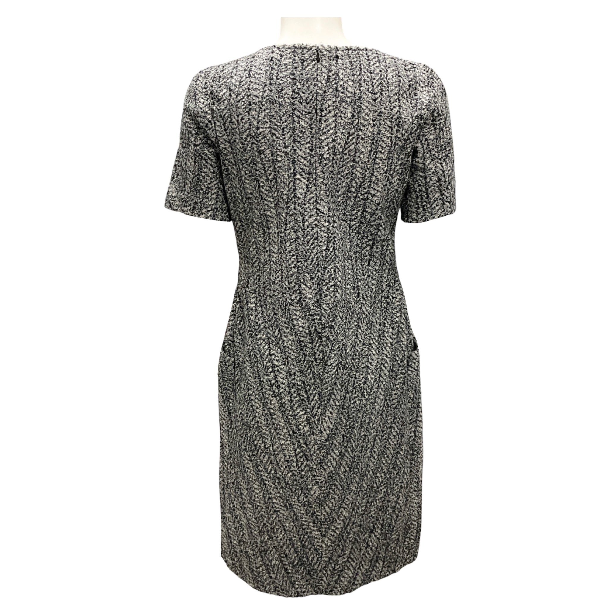Jil Sander Black / Grey Short Sleeved Tweed Dress