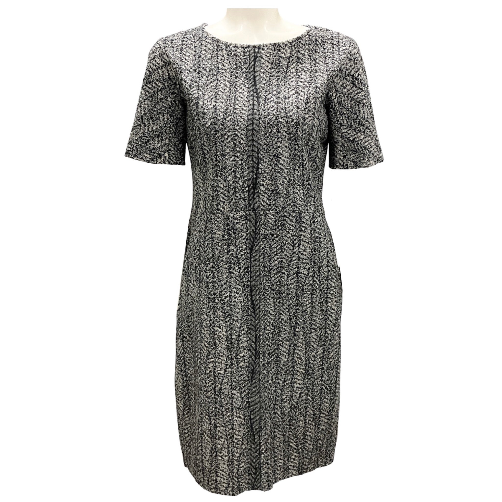 Jil Sander Black / Grey Short Sleeved Tweed Dress
