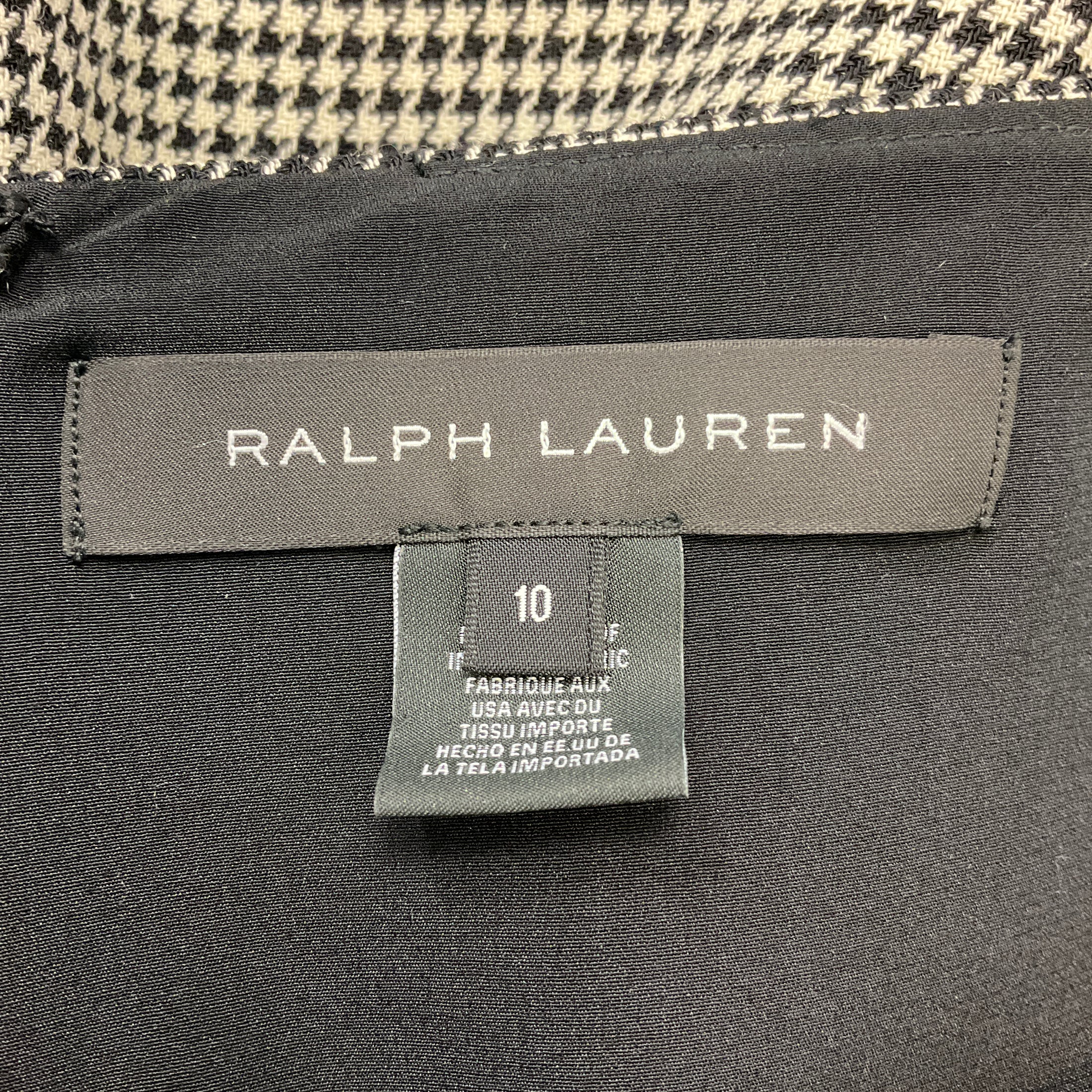 Ralph Lauren Black Label Black / White Houndstooth Wool Dress