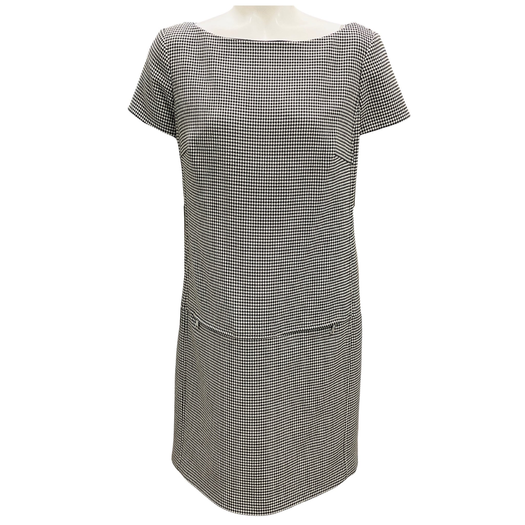 Ralph Lauren Black Label Black / White Houndstooth Wool Dress