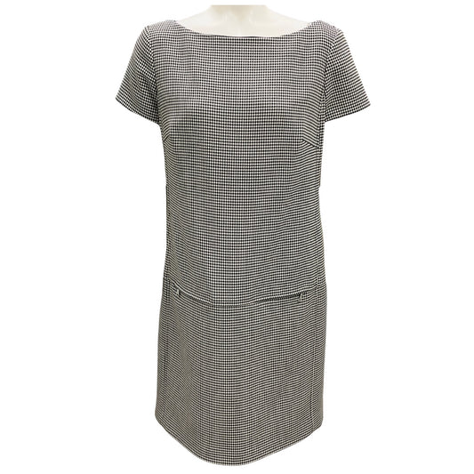 Ralph Lauren Black Label Black / White Houndstooth Wool Dress