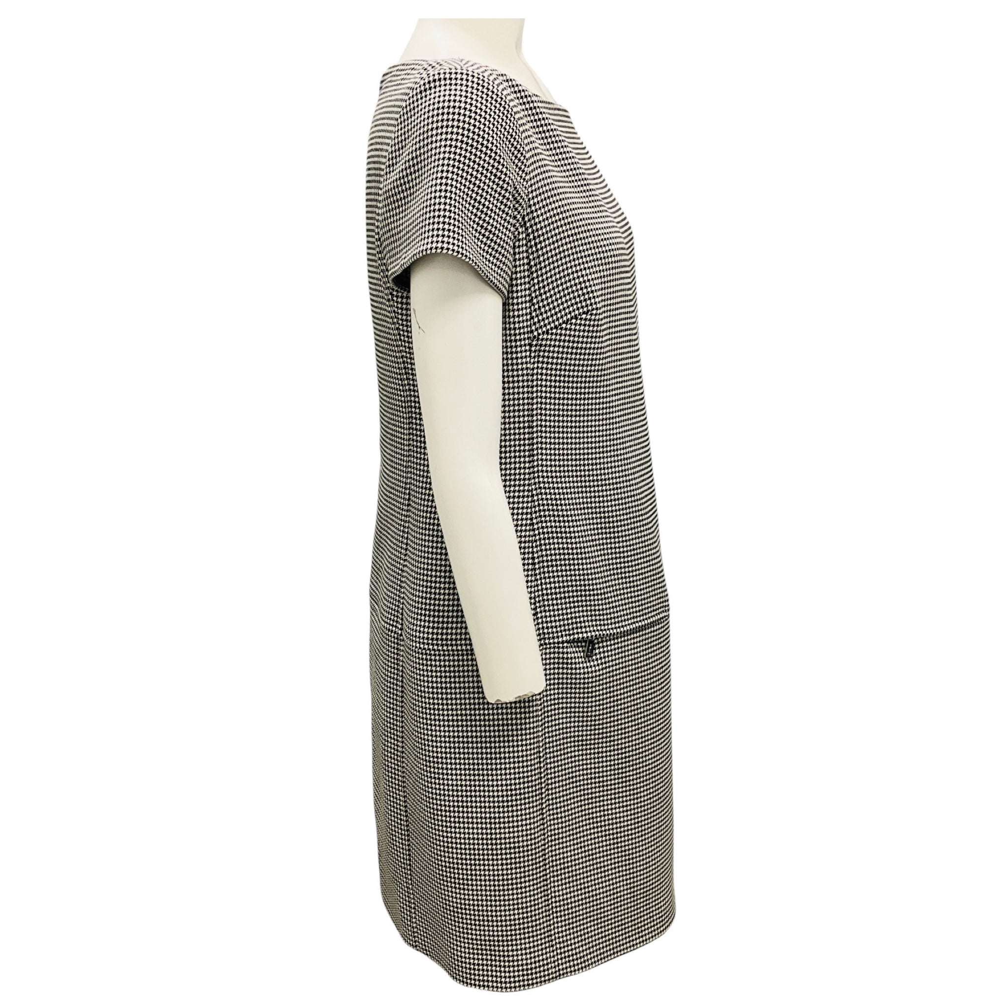 Ralph Lauren Black Label Black / White Houndstooth Wool Dress